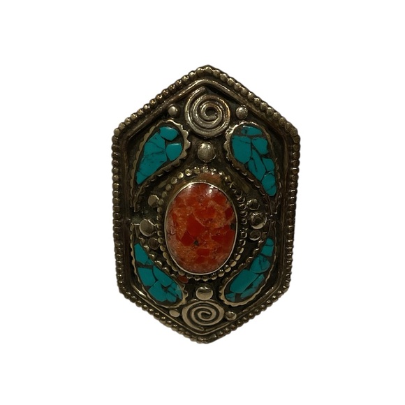 Vintage Men’s Sterling Silver Southwestern Turquoise Ring Jewelry Heavyweight